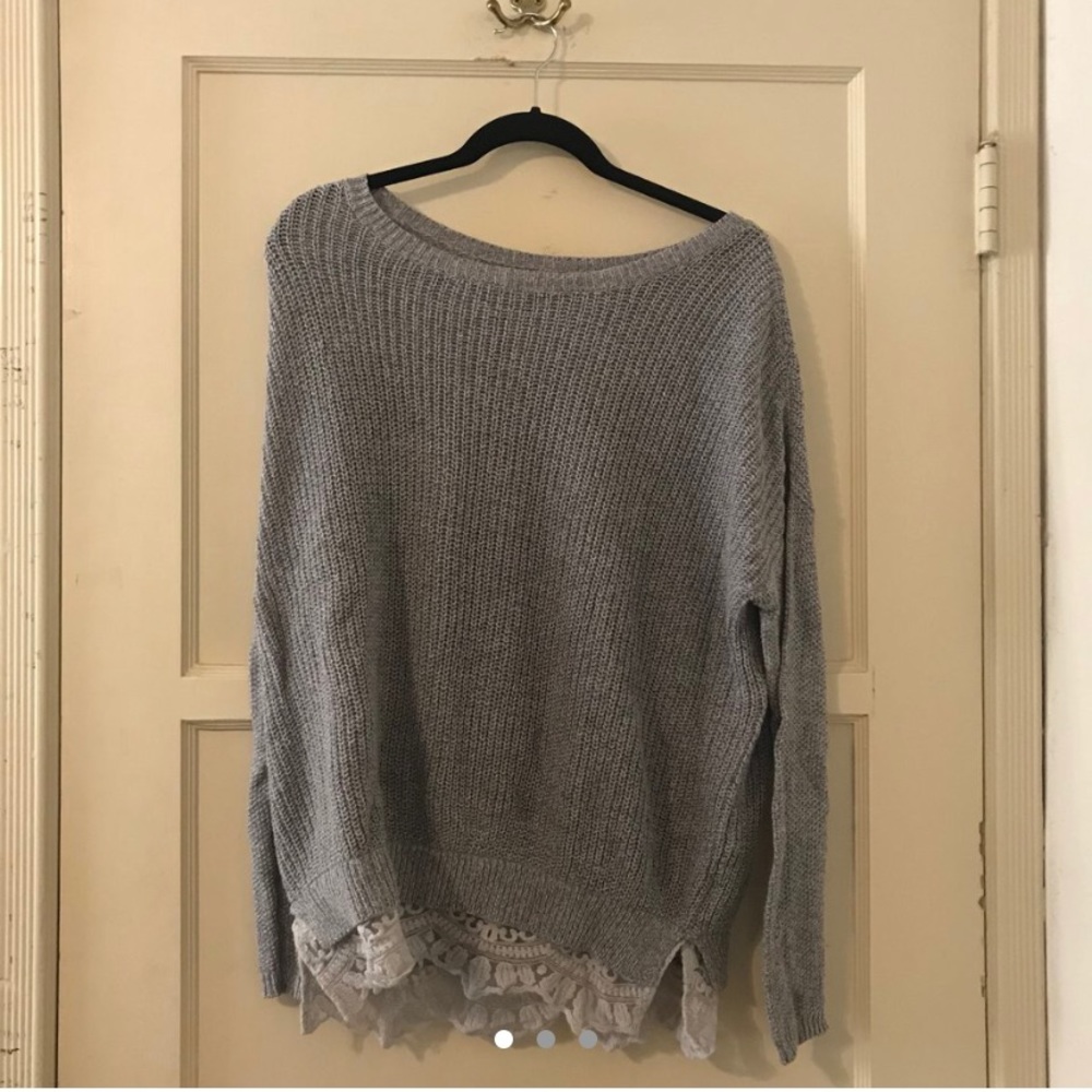 Urban Outfitters Lace Sweater in Grey